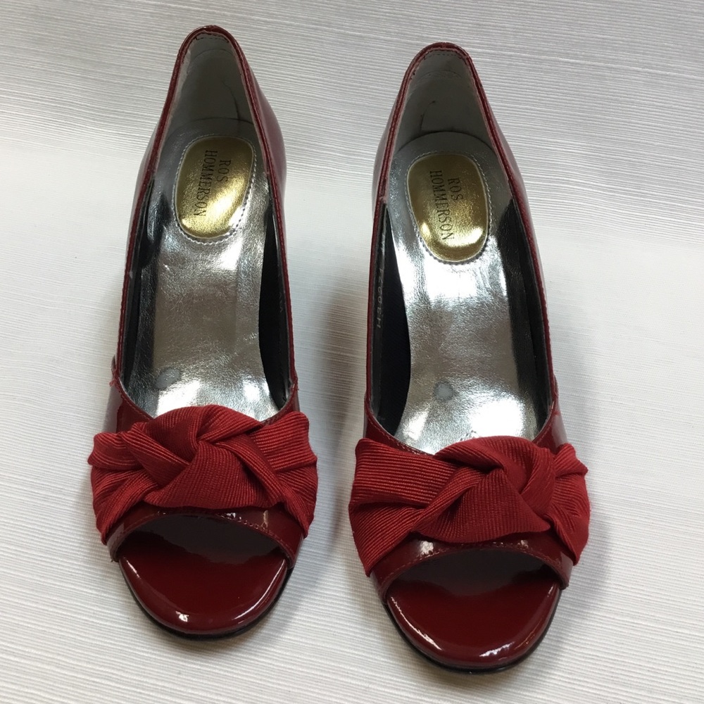 Ros Hommerson Red Patent  Leather Heels - Picture 4 of 8